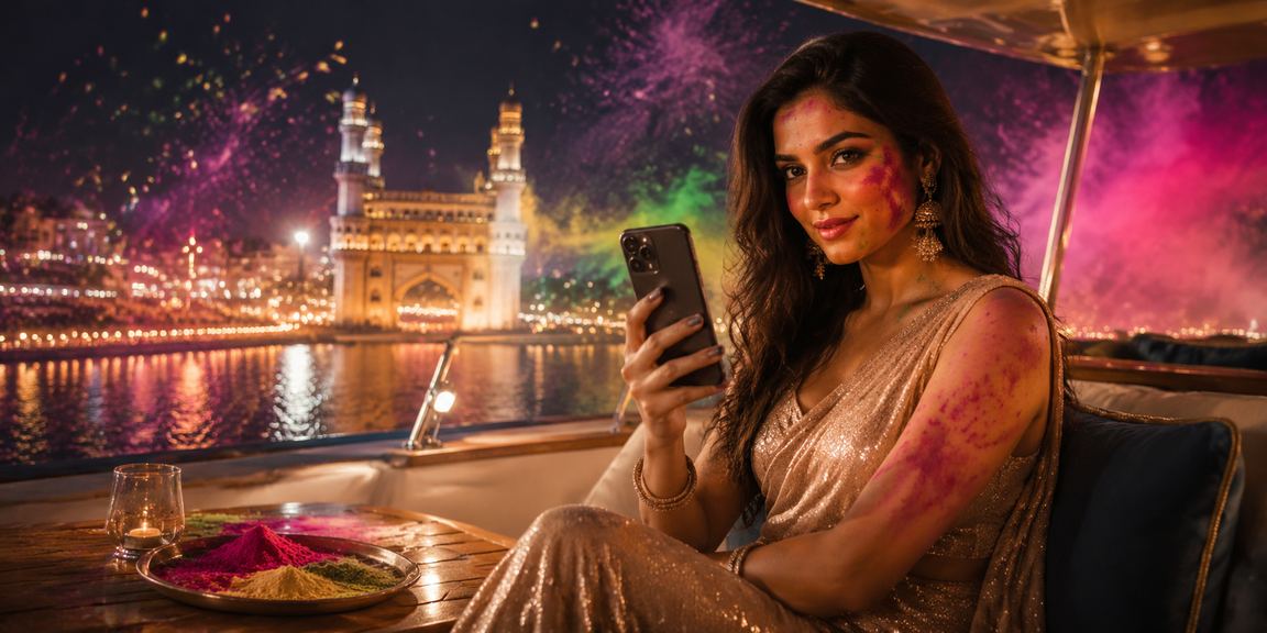 Hyderabad player enjoying online Rummy during Holi festival