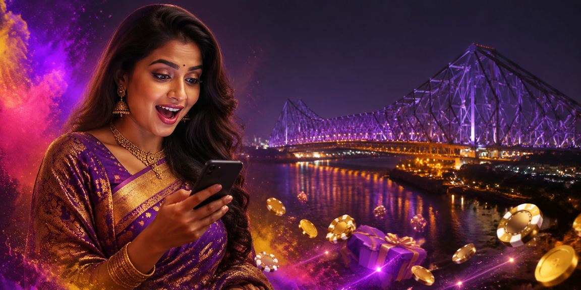 Young woman enjoying casino games on mobile in India during festival